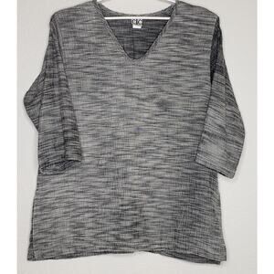 CTC Carol Turner Womens‎ Tunic Top Size Medium 3/4 Sleeve Gray V-Neck Side Slit